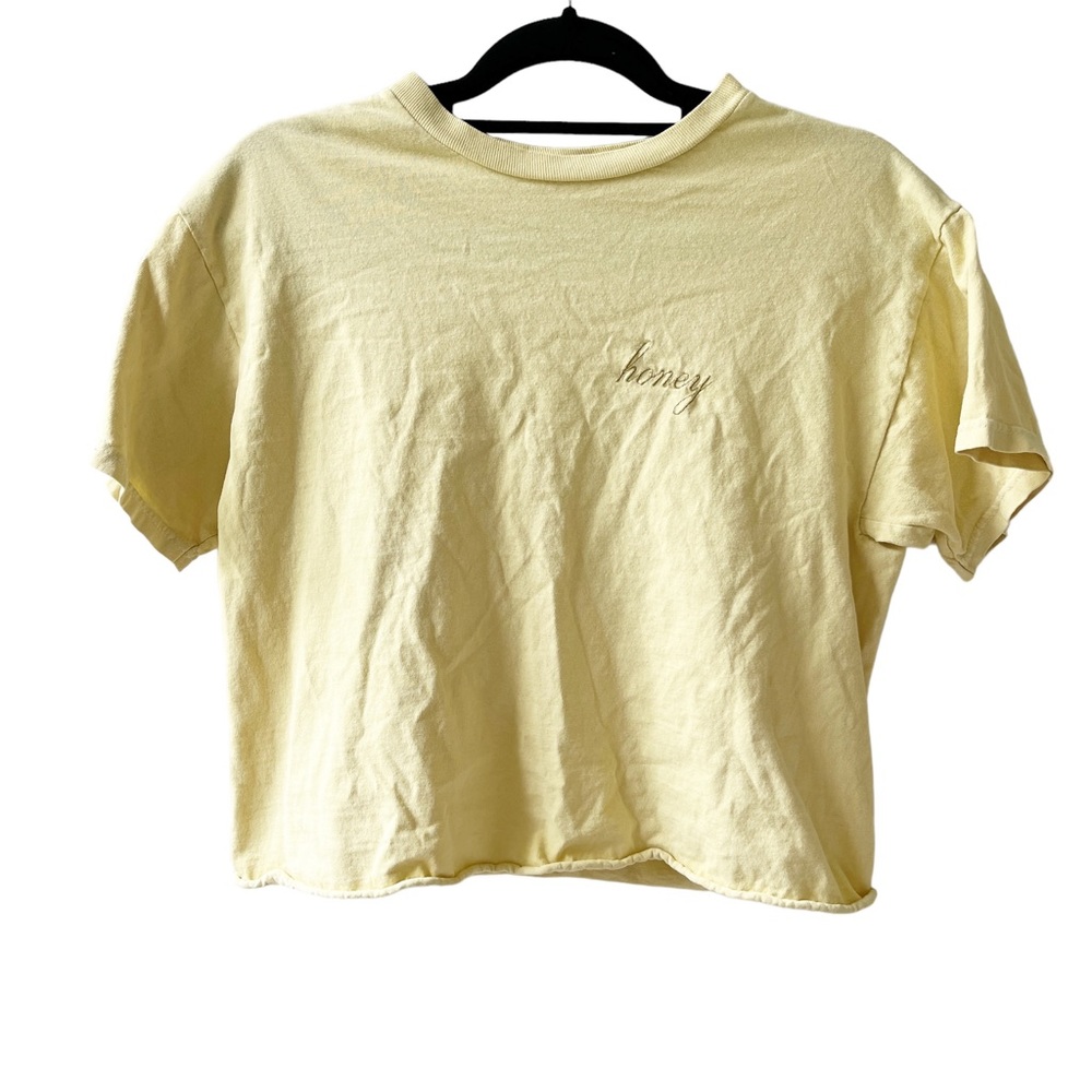 BRANDY MELVILLE JOHN GALT Honey Top T Shirt Yellow Honey Embroidery Size OS